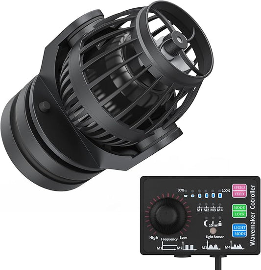 Uniclife Aquarium Wave Maker for 30-60 Gallon Fish Tanks 1058 GPH Adjustable Circulation Pump with Controller and Strong Magnetic Suction Base Submersible Power Head for Fresh and Salty Water