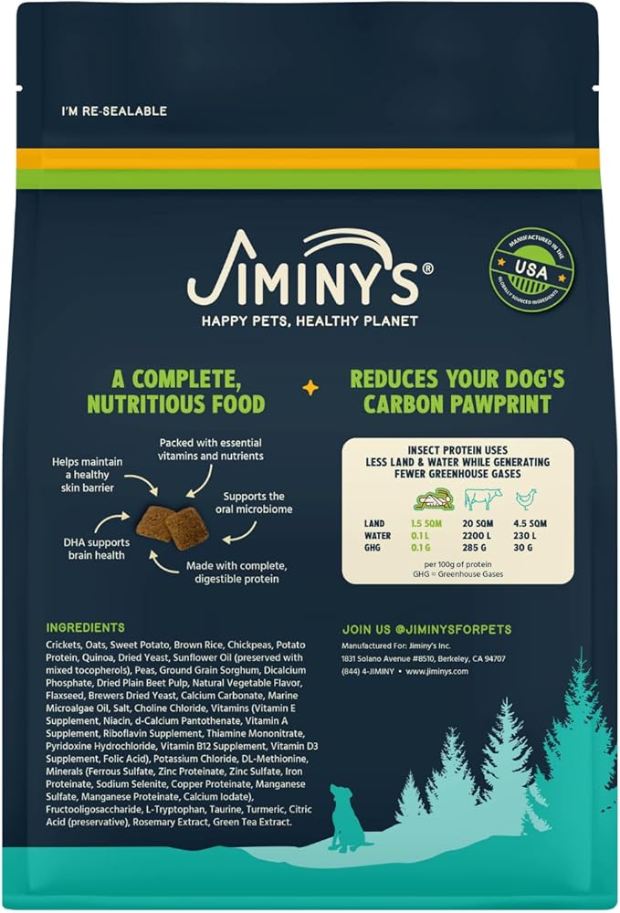 Jiminy's Cravin' Cricket Dry Dog Food, Sensitive Stomach, Improved Gut Health, Probiotic & Prebiotic, Hypoallergenic, Lower Carbon Footprint, Made in USA, 10lb Bag (Pack of 1)