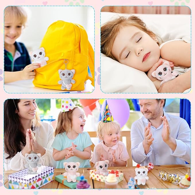 Zomiboo 9 Pcs Cat Stuffed Animals Bulk Mini Plush Cat Pig Stuffed Kitten Soft Doll Piggy Plush Toys Ornament for DIY Keychain Halloween Classroom School Pet Animals Party Favors(Heart Style)