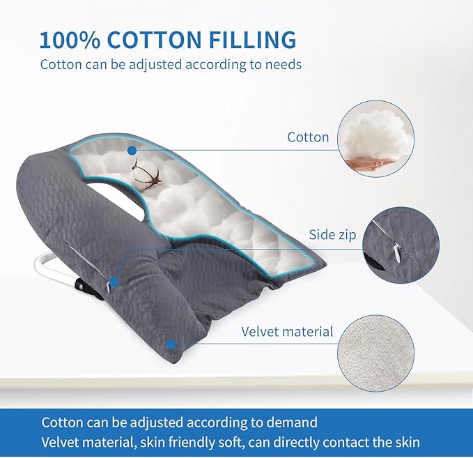 Face Down Pillow for Sleeping, Prone Pillow for Vitrectomy or Retinal Surgery, Adjustable Height Prone Prone Pillow Face Down Sleep, Retina Lying Pillow Eye Surgery Recovery (Square gray)