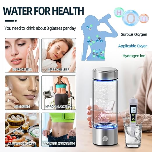Hydrogen Water Bottle Generator 3 in 1,Portable Hydrogen Rich Health Water Bottles,Hydrogened Glass Ionizer Cup,Hydrogen Water Machine Travel Gift for Women/Men/Mom/Father/Grandpa/Grandma Office/Home