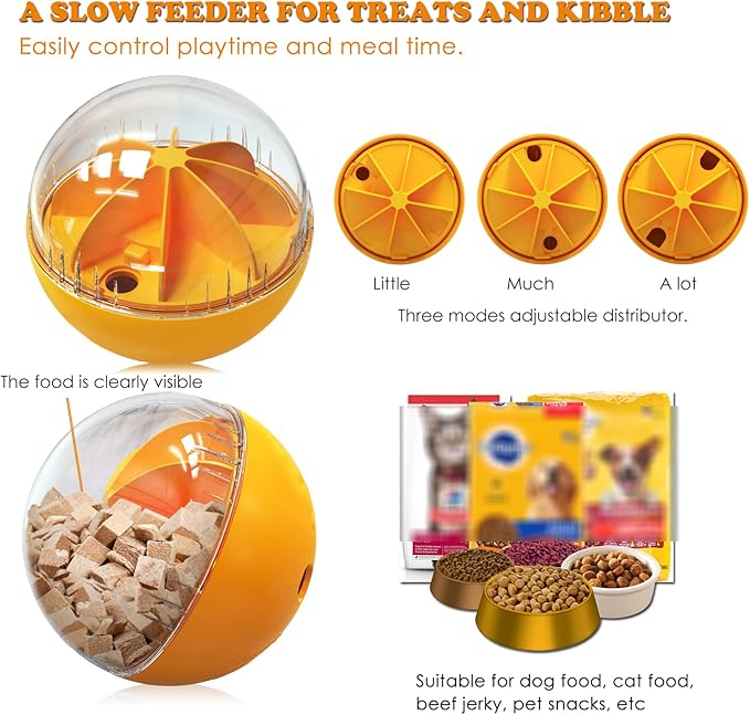 Interactive Dog Toy for Aggressive Chewers, Dog Treat Toys Interactive Large Dogs for Mental Stimulation, Treat Dispenser for Medium to Large Dogs (Orange)