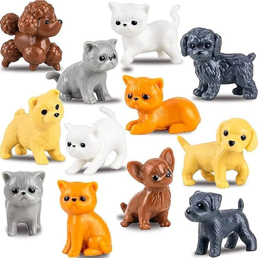 Tiny Dog and Cat Figurines for Kids - Small Animals Toys in Bulk - Little Pet Toys - Tiny Plastic Toys for Kids Classroom Prizes - 50 Pcs - Easter Gifts for Kids