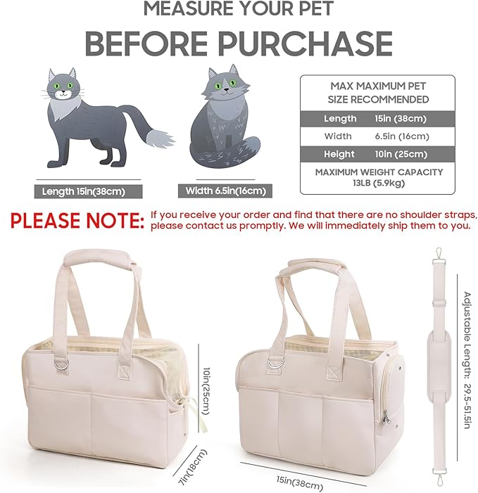 Dog Carriers for Small Dogs, Soft Sided Folding Small Dog Carrier for Dogs Medium Cats Puppies up to 13 Lbs, Washable Breathable Puppy Carrie Carrier for Outdoor Travel (Small Beige)