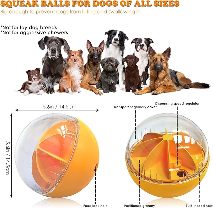 Interactive Dog Toy for Aggressive Chewers, Dog Treat Toys Interactive Large Dogs for Mental Stimulation, Treat Dispenser for Medium to Large Dogs (Orange)
