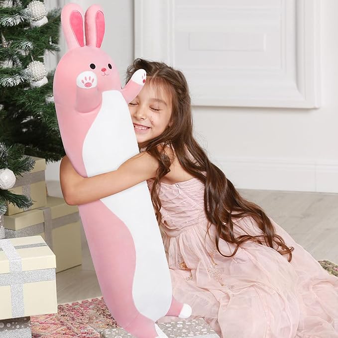 Long Rabbit Plush Pillow,35.5" Large Bunny Stuffed Animal,Weighted Bunny Plush,Cuddly Sleeping Hugging Pillows, Soft Giant Body Pillow,Beloved Plush Toy Gift at Birthday Easter