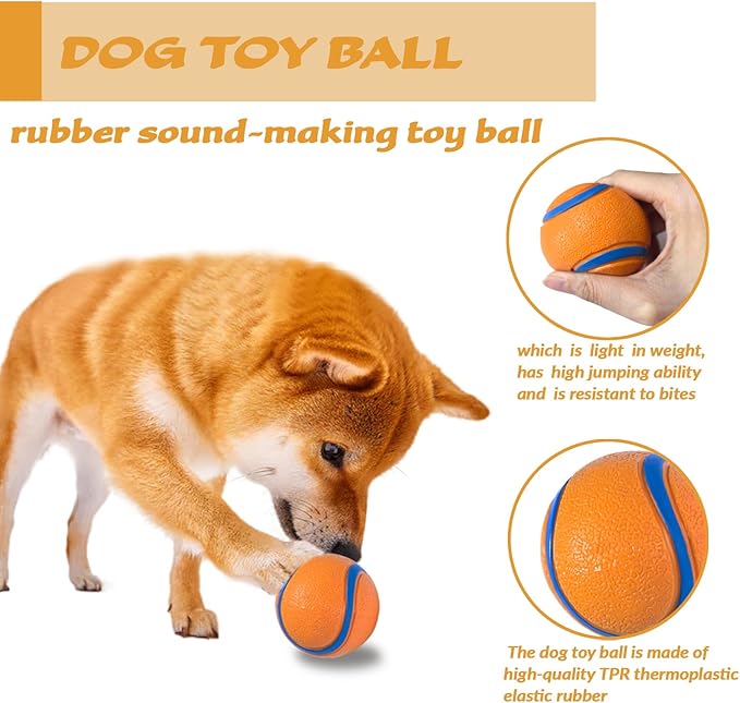 Dog Toy Ball,Rubber Sound-Producing Toy Ball, with a Groove Design That is Resistant to Bites, Has a High Bounce, Dog Training Interactive Pet Toy, Relieving Pet Anxiety（Large Size）
