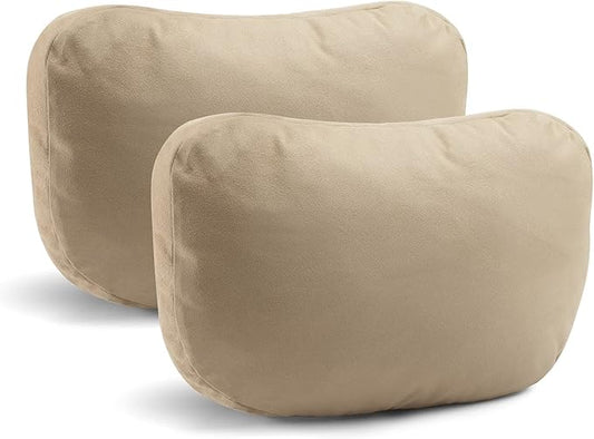 2Pcs Car Neck Pillows for headrests,for Travel Interior Accessories and Suede Support Head Pillows，Balance Neck Pillow Designed to Relieve Neck Pain and Muscle Tension.(Beige)