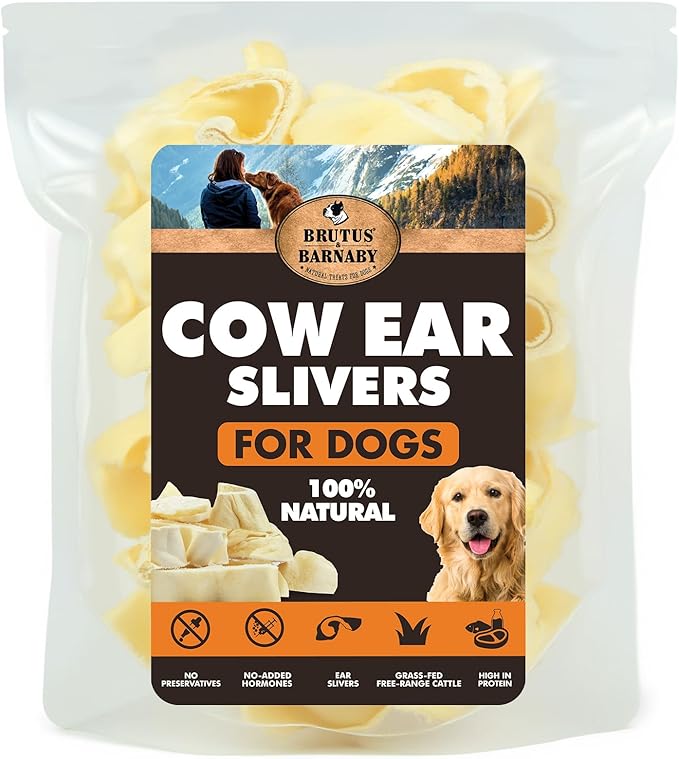 Cow Ears for Dogs – Thick Cut, Grass-Fed Angus Beef, All-Natural No-Rawhide Dog Treat Alternative