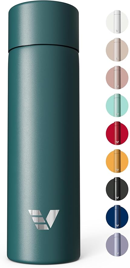 Mini Stainless Steel Water Bottle 14oz - Non-insulated | Designed for Bags | Slim, Lightweight & Stylish – Teal Green