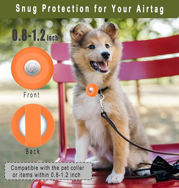 Airtag Holder for Dog Collar, Cibaabo Silicone Air Tag Case Cover Compatible with Apple Airtags for 0.8-1.2inch Cat Pet Collar Harness Loop
