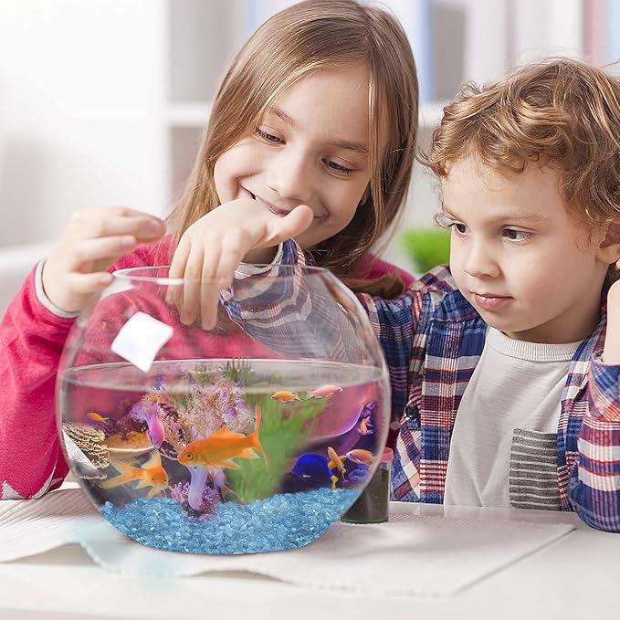 Keedolla Aquarium Sea Glass Stones, 0.93LB Clear Glass Pebbles Marble Aquarium Fish Tank Rocks Gravel for Turtle Tank, Vase Fillers, Christmas Decoration - Light Blue