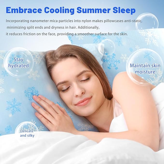 Cooling Pillow Cases for Hot Sleepers - Double Side Arc-Chill Q-Max>0.5 Cooling Fiber Cool Pillow Cases 2 Pack - Breathable Soft Cold Pillow Cases with Hidden Zipper (20" x 30")