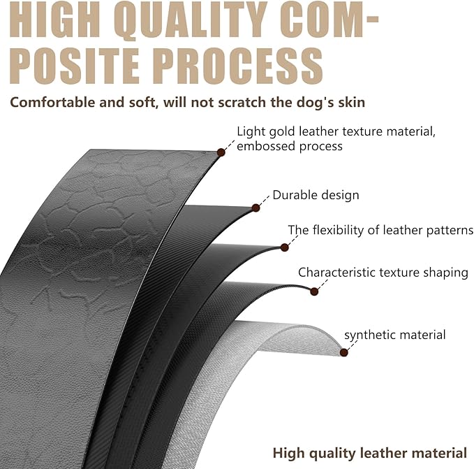 AirTag Dog Collar - Leather Dog Collar with Airtag Holder | IP68 Waterproof AirTag Holder with Metal Buckle, Comfortable GPS Dog Collars Tracker for Medium Large Dogs (Black, M)