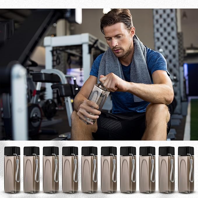 Mifoci 30 Pcs Water Bottle Bulk 17 oz Plastic Sports Water Bottles for Adults Reusable Leak Proof Portable Drink Bottles Large for Travel Camping Fitness Office(Black)