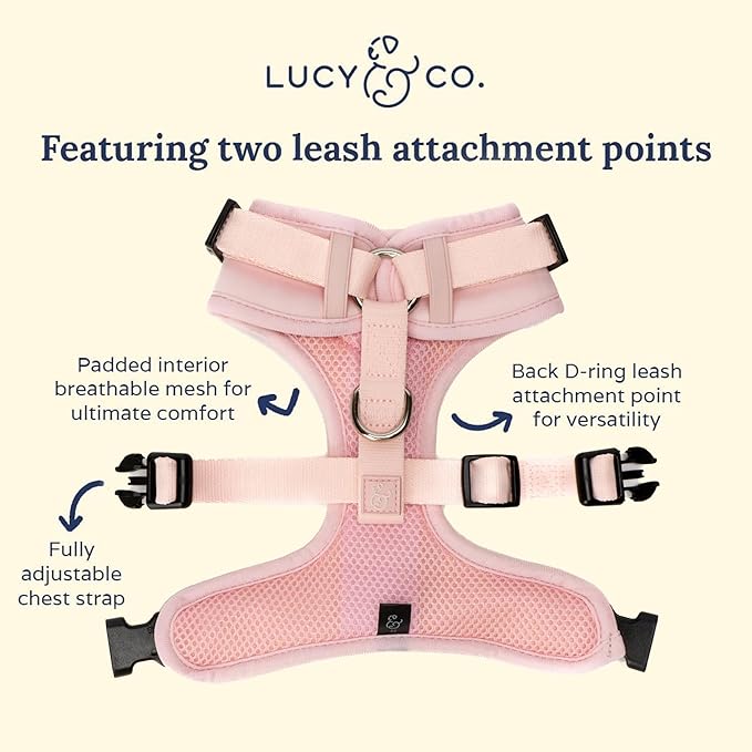 Lucy & Co. The Rosewater No-Pull Dog Harness - Size Medium - Vest to Stop Pulling & Walk Easy - Comfortable Leash Training Product w/Adjustable Chest & Neck Straps