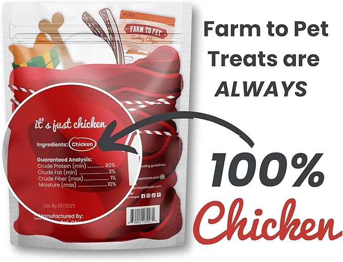 Farm To Pet Holiday Chicken Chipmas Feast Dog Training Treats - Chicken Chips, Single Ingredient, Lean, All Natural, Healthy Treats for Small, Medium, Large Dog Breeds, & Puppies, Made in USA