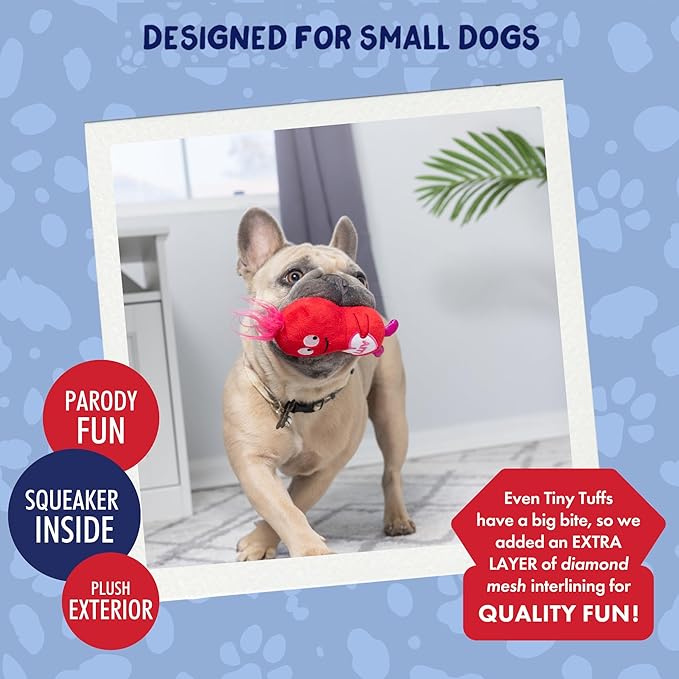 Huxley & Kent Tiny Tuff | Love Bugs | Valentine's Day Extra Tough Dog Toy for Small Dogs | 2-Pack Funny Dog Toy | Features Squeaker, Crinkle | Machine Washable