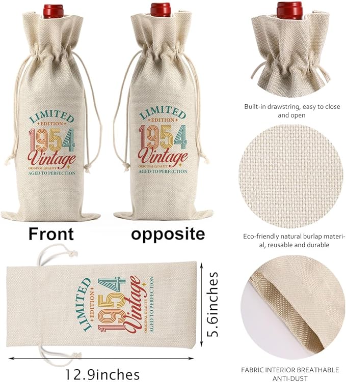 70th Birthday Decorations for Women Men, 70th Birthday Gifts for Women Her Wine Bag, Funny Wine Gift Bag 70th Birthday Gifts, 70th Birthday Wine Bag, 70 Year Old Birthday Gift Anniversary Favors