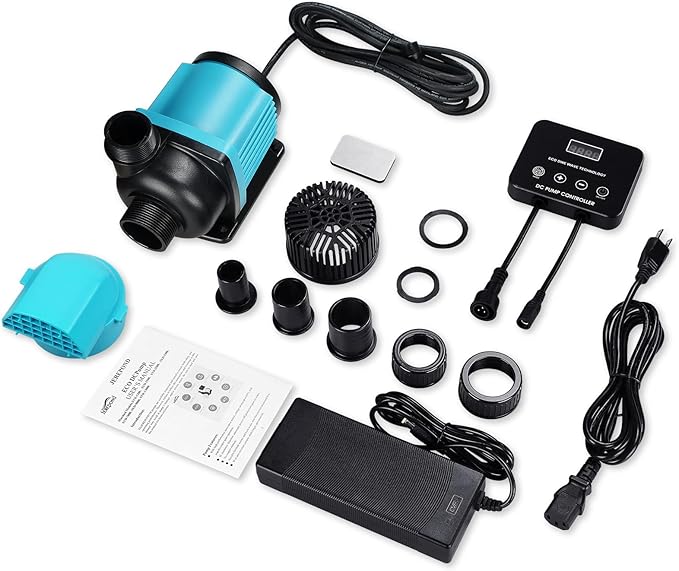 3450GPH Aquarium Return pump with LCD display controller, DC 24V 95W aquarium pump for saltwater freshwater aquarium,fish tank,sump,20 speeds ECO Quiet Submersible and inline pump