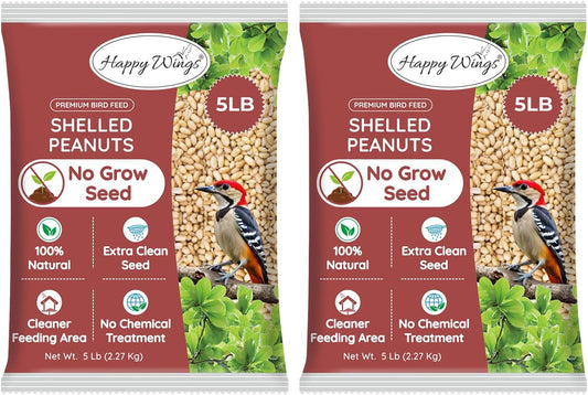 Shelled Peanuts Seeds Combo Wild Bird Food - 10 Pounds- 5 Pounds Combo Pack of 2 I No Grow Seed I Bird Food for Wild Birds