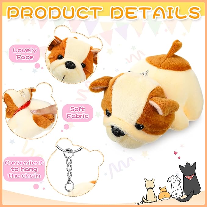 Sumind 9 Pcs 4" 5" Mini Plush Stuffed Dog Party Favor Small Puppy Stuffed Animal Bulk Soft Toy Doll Cute for Kids Gift Graduation Stocking Stuffers Baby Shower Birthday(Vivid Puppy)