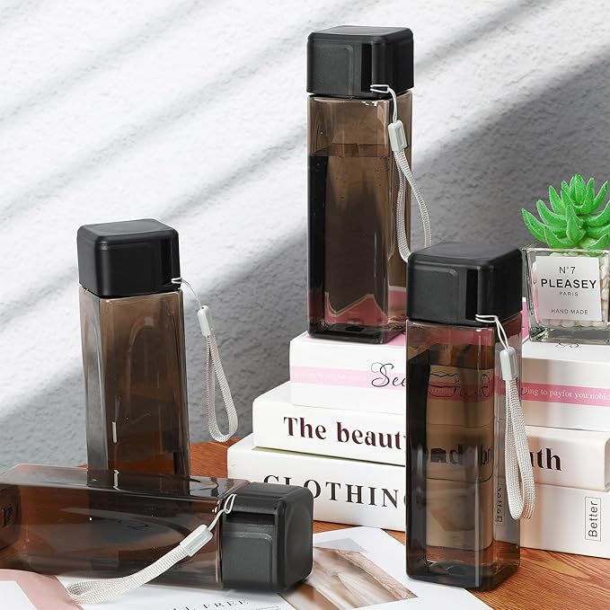 Mifoci 20 Pieces Water Bottle Bulk 17 oz Plastic Water Bottles Bulk Gym Sports Adults Reusable Large Water Bottles for Outdoor Fitness(Black,Rectangle)