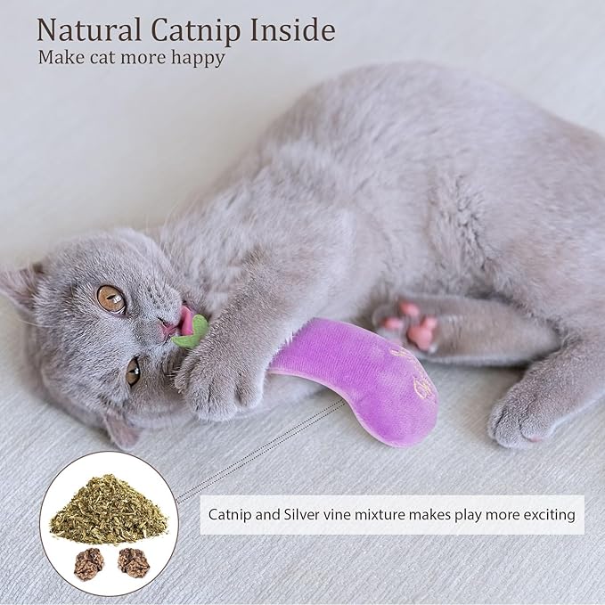 Catnip Cat Toys, Cat Nip Kitten Toy for Indoor Cats Kitty Kicker, Durable Kitten Teething Chew Toy, 5 Pack, Vegetable Shape