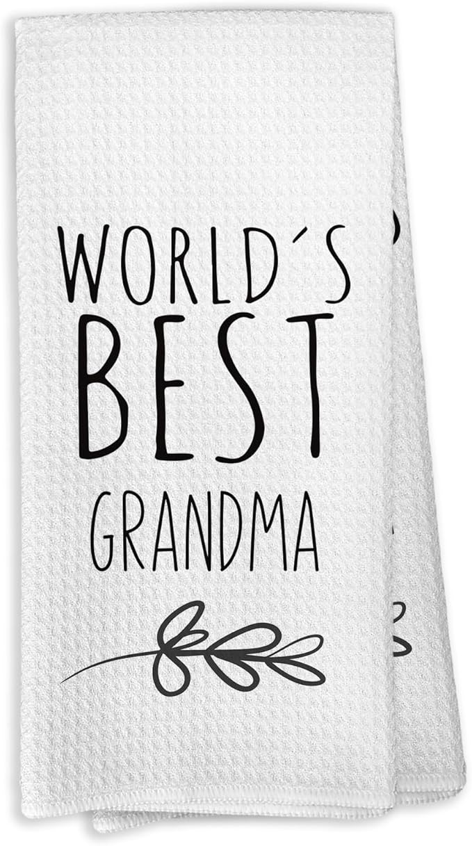World's Best Grandma Kitchen Towels, Best Grandma Gifts for Grandmother Grandma, Grandma Gifts from Children, Grandma Mother's Day Birthday Gifts Tea Towels Kitchen Hand Towels 16x24 Inch
