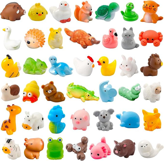 42 Pcs Mini Resin Animals 42 Styles Resin Animals Figurines Bulk for Fairy Garden Miniature Dollhouse Accessories Hide Crafts Decor