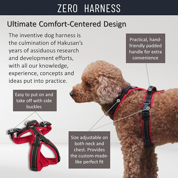 [白山:Hakusan] Zero Dog Harness Made by Japan, Safe - No chocking/Hard to Disconnect, Great fit - Easy Put on and Off/Adjustable, Reflector, XS - Small & Medium Dog, Two-Tone Orange×Yellow