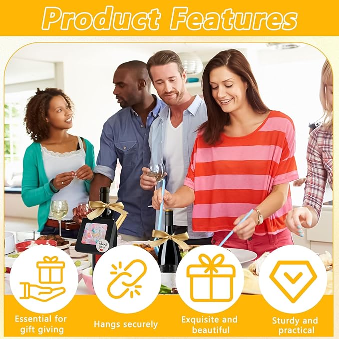 50 Pcs Wine Bottle Box with Window,Hanging Foldable Wine Boxes for Gifts, Kraft Paper Empty Bottle Hanger Box with Thank You Stickers and Champagne Ribbon for Candy Chocolate Cookies(Black)