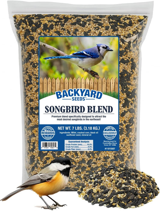Backyard Seeds Songbird Blend Mixed Bird Seed - Attracts Bluebirds, Cardinals, Chickadees (7 Pounds)