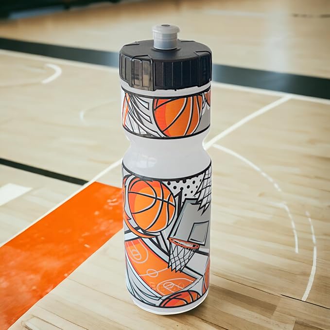 50 Strong Kids Water Bottle | 22 oz. BPA- Free Sports Squeeze Water Bottles with Pull Top Cap |Perfect Water Bottle for School | Reusable & Durable for Boys & Girls | Made in USA (Basketball Star)