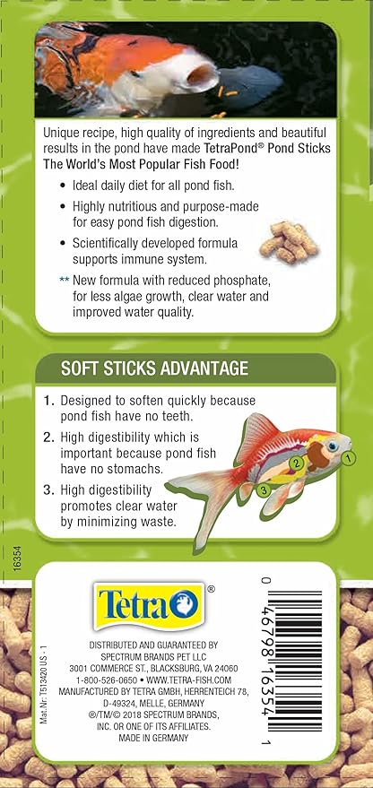 Tetra TetraPond Pond Sticks 3.53 Ounces, Pond Fish Food, for Goldfish and Koi, Pond Pond Sticks, Healthy Nutrition for Goldfish and Koi (Pack of 2)