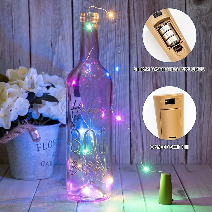 30th Birthday Gifts for Women, 30th Lighted Wine Bottle Birthday Gifts for Her, Turning 30 Birthday Gifts, 30-Year-Old Birthday Decorations for Her, 30th Fabulous Birthday Gift (30th Birthday Gifts)