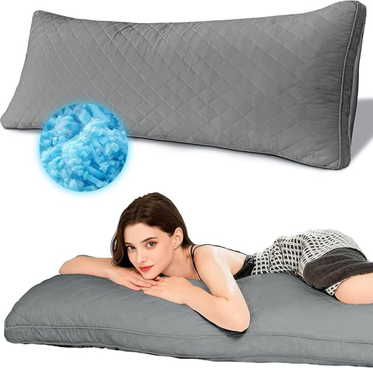 Ubauba Memory Foam Body Pillow, Full Large Body Pillows for Adults, Firm & Fluffy Long Bed Pillows for Sleeping (20x54 inch, Grey)
