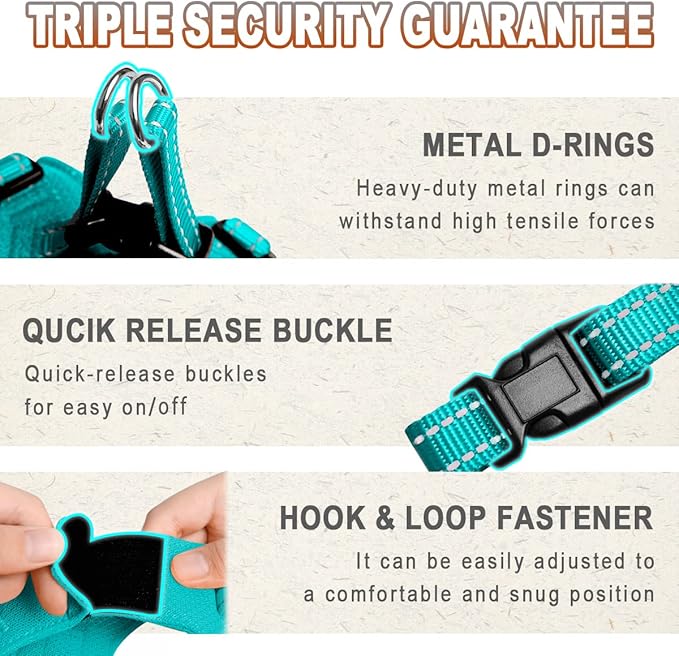 Dog Harness Step in Dog Vest Harness, Reflective Adjustable Puppy No Pull Harness Breathable Soft for Small and Medium Dogs Cats, Ocean Blue, S