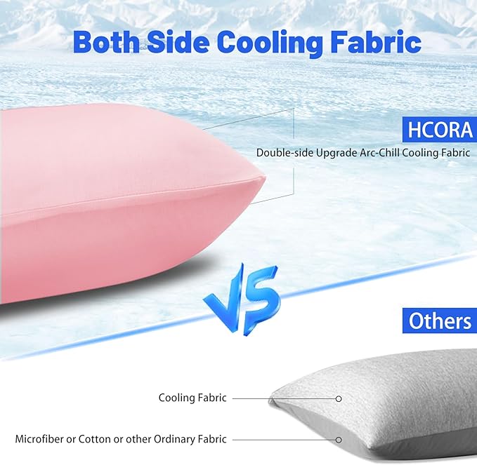 Cooling Pillow Cases for Hot Sleepers - Double Side Arc-Chill Q-Max>0.5 Cooling Fiber Cool Pillow Cases 2 Pack - Breathable Soft Cold Pillow Cases with Hidden Zipper (Pink, 20" x 26")