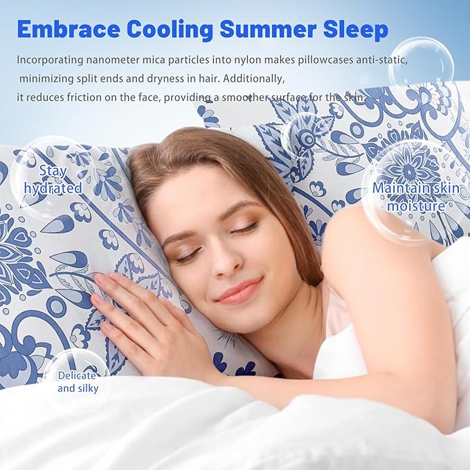 Cooling Pillow Cases for Hot Sleepers - Double Side Arc-Chill Q-Max>0.5 Cooling Fiber Cool Pillow Cases 2 Pack - Breathable Soft Cold Pillow Cases with Hidden Zipper (20" x 26")