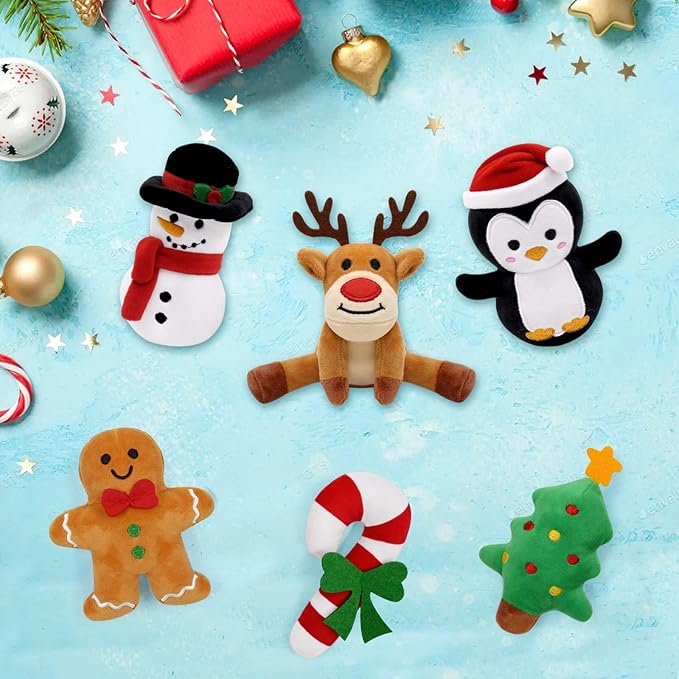 Christmas Catnip Toys Cat Chew Toy Bite Resistant Catnip Toys for Cats Catnip Filled Cat Teething Toy Festive Holiday Cat Lover Gift 6 Pcs