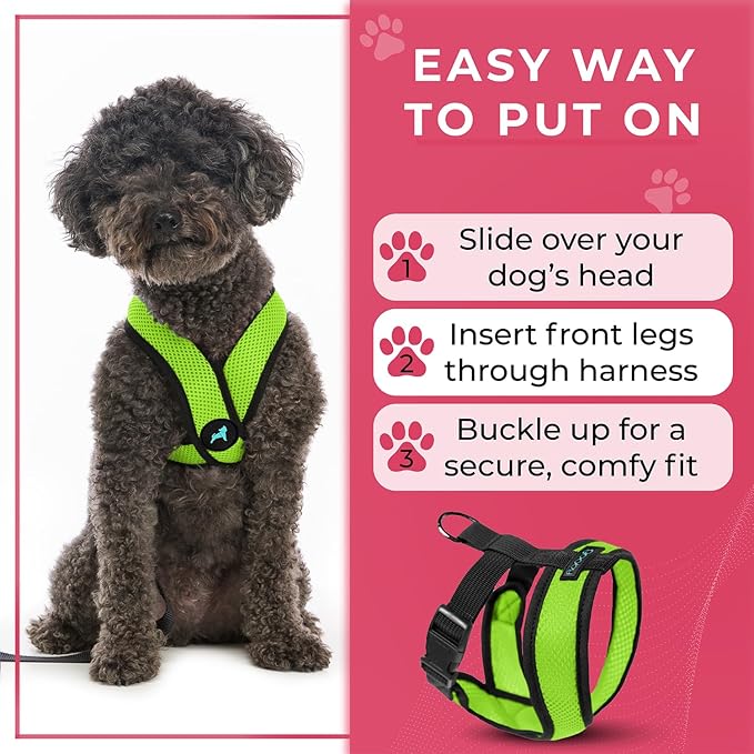 Gooby Comfort X Head In Harness - Green, Large - No Pull Small Dog Harness, Patented Choke-Free X Frame - Perfect on the Go Dog Harness for Medium Dogs No Pull or Small Dogs for Indoor and Outdoor Use