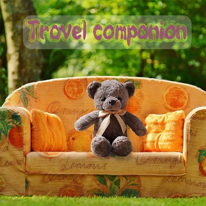 Brown Teddy Bear Stuffed Animals, 13" Soft Cuddly Stuffed Teddy Bear Plush Cute Plush Toys for Birthday Mother's Day Valentine’s Day Wedding Graduation Party Gifts for Kids