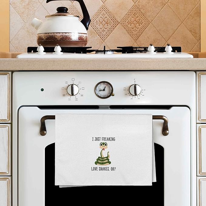 I Just Freaking Love Snakes Kitchen Towels Decorative Gifts for Snake Lovers 16x24, Snake Dish Towel Cloths Dishcloths Tea Towel, Snake Bathroom Kitchen Decor Hand Towel