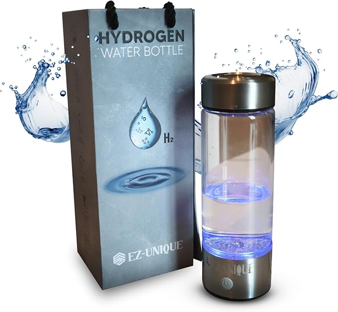 Hydrogen Water Bottle 2024 4th Generation 1600+PPB Hydrogen Water Generator with SPE PEM Technology, 14.5OZ 3min Quick Electrolysis, Water Ionizer, Includes Charging Adapter& Cable.
