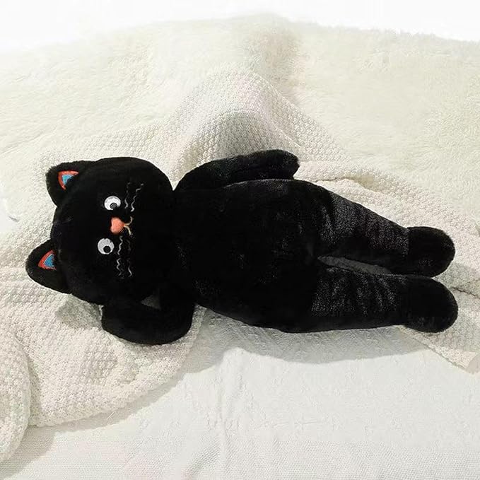 Cuddly Cat Stuffed Animal Toy, Soft Huggable Plush Pillow for Boys Girls Kids Girlfriend Ideal Valentines Day Gifts (Black,37 inch)