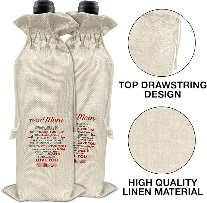 Mom Gifts Wine Bag Thank You Gift for Mom Birthday Mother's Day Mom Appreciation Wine Gift Bag