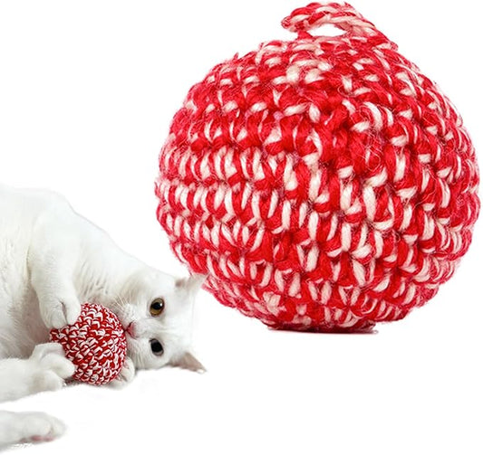 JAYU PET Red Cat Ball [W/O Bell Version] - Handmade Silvervine Cat Toy with Catnip, Interactive Matatabi Ball for Indoor Cats & Kittens, Feline Play Toy & Gift (2.7 inch)