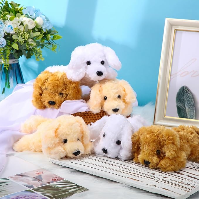 6 Pcs 8 Inch Dog Stuffed Animal Plush Dog Puppy Soft Plush Dog Pillow Toy Fluffy Puppy Set for Kids Girls Dog Theme Party Favor Birthday Baby Room Home Decor (Stylish Color, Stylish Style)