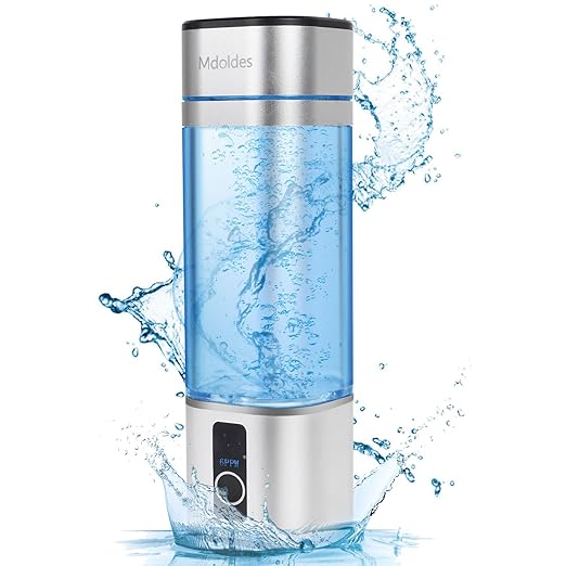 Hydrogen Water Bottle, Mdoldes, 6000ppb high Concentration Hydrogen Water, SPE/PEM Technology, Hydrogen Water Bottle Generator, Ion Water Bottle with LED Display, Best Gift 9.5 oz (Silver)